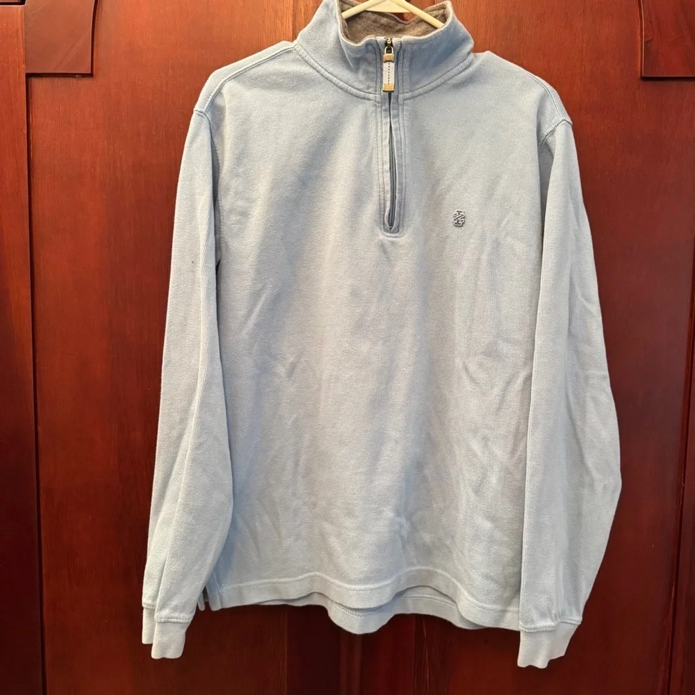 Mens IZOD Light Blue Half-Zip Sweater 100% Cotton Size Medium